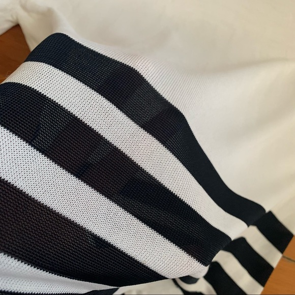 90's ESPRIT Vintage White with Black Stripe Light Weight Sheer Long-sleeved Top - Picture 7 of 9